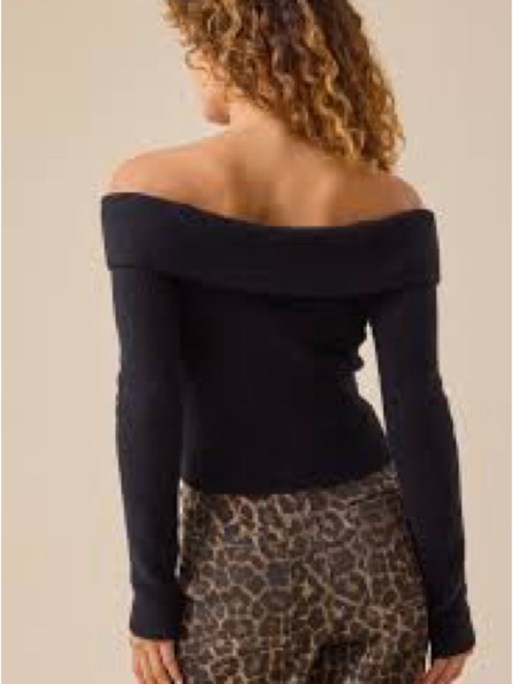 NWT Altar'd State Vivianne black off-the-shoulder cowl neck sweater nylon